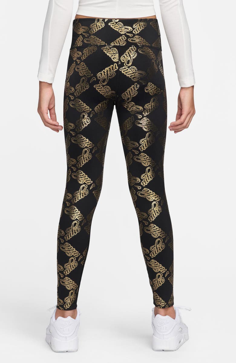 Nike Kids' Dri-FIT Tights, Alternate, color, 010 Black/Metallic Gold