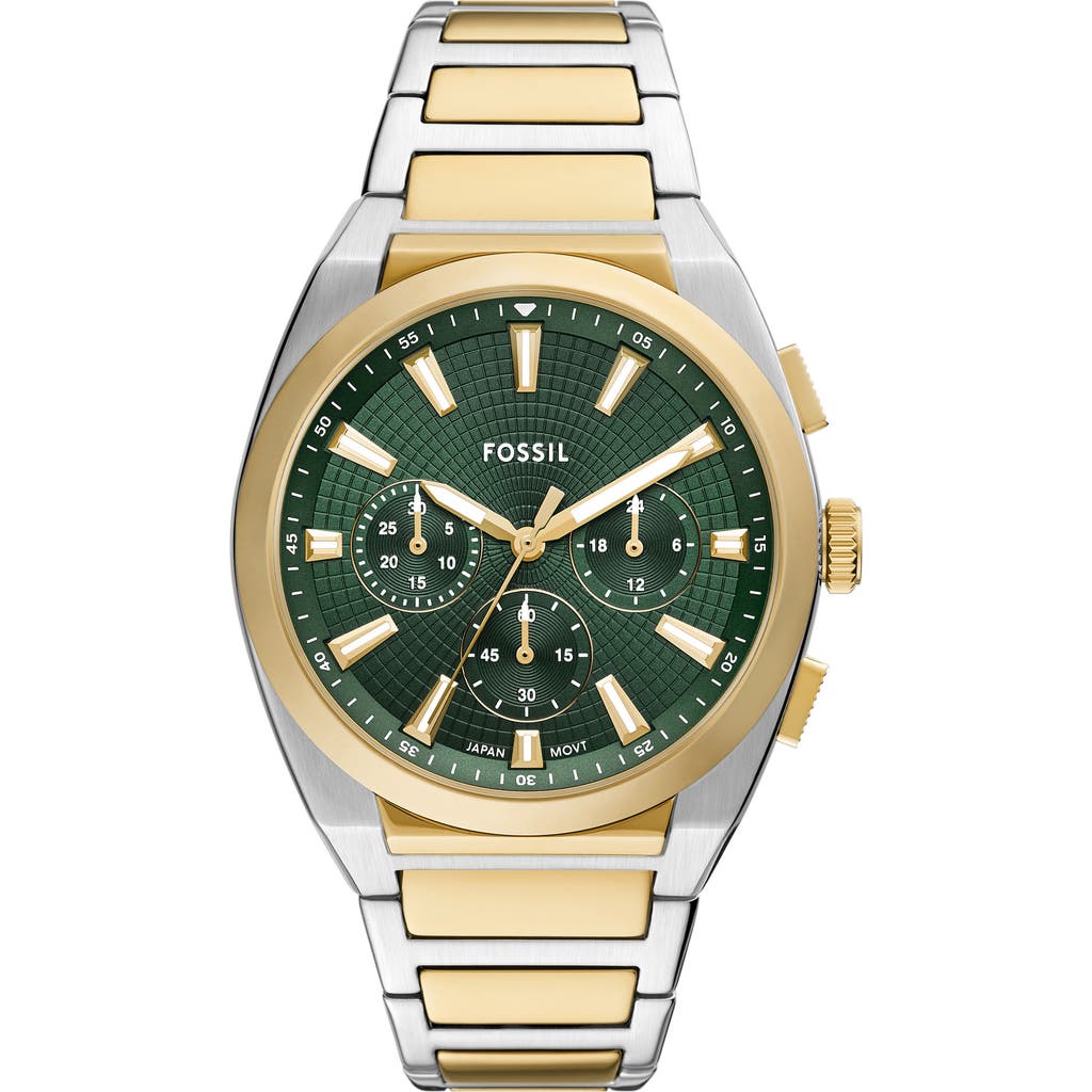 Fossil Everett Chronograph 44mm Watch In Two Tone