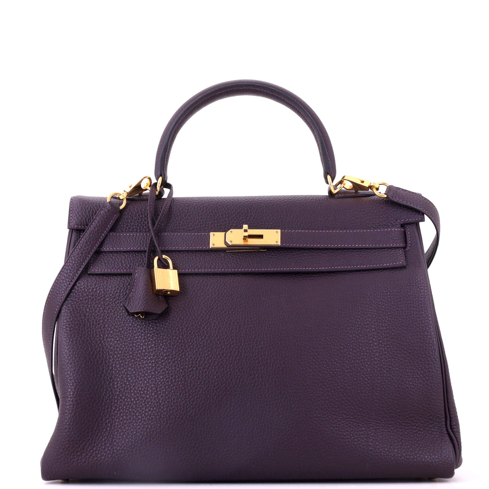 Kelly Handbag Purple Togo with Gold Hardware 35, Main, color, Red
