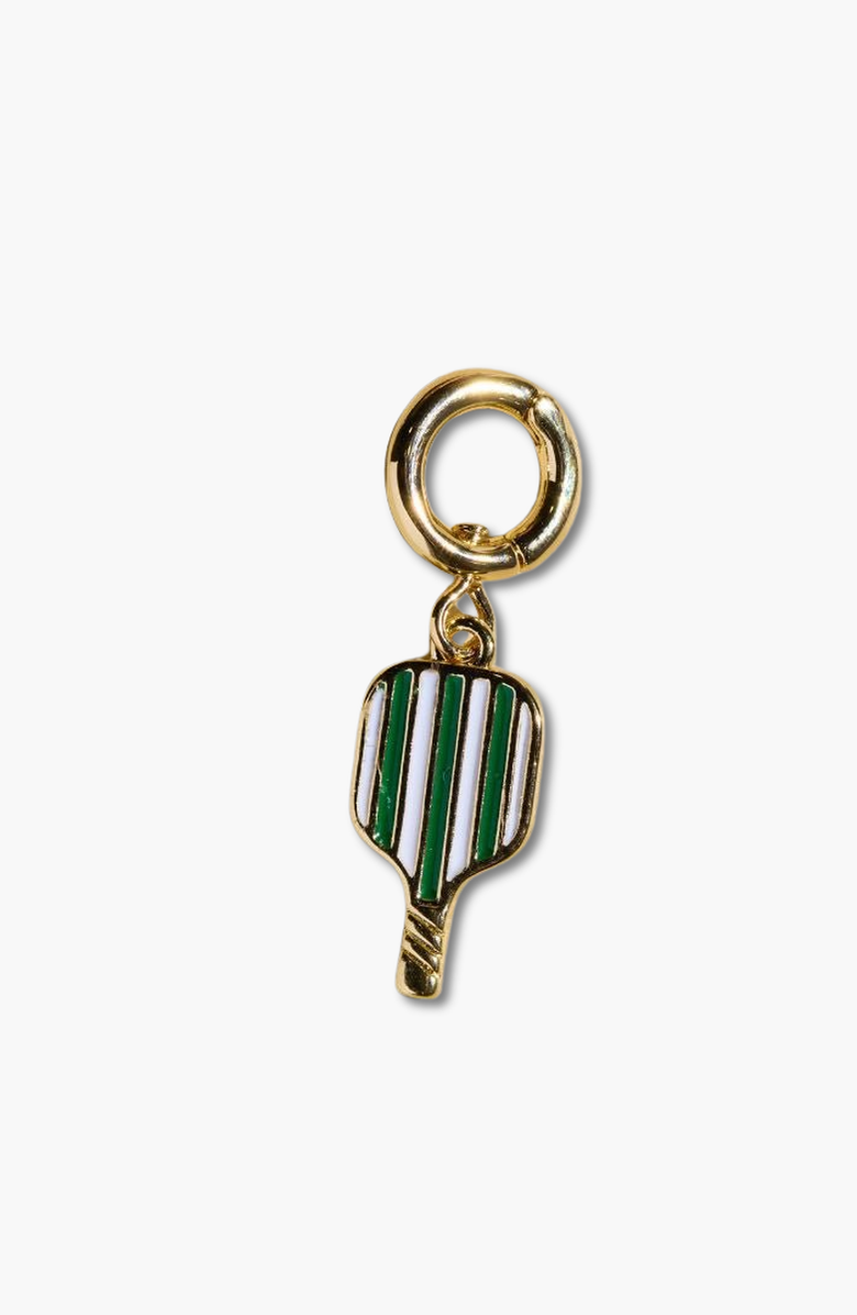 Nickel & Suede Pickleball Paddle Charm, Main, color, Gold