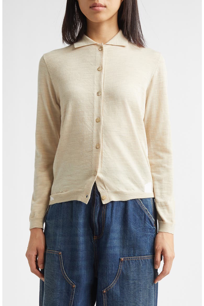 Charles Patching Wool Blend Cardigan, Main, color, BEIGE