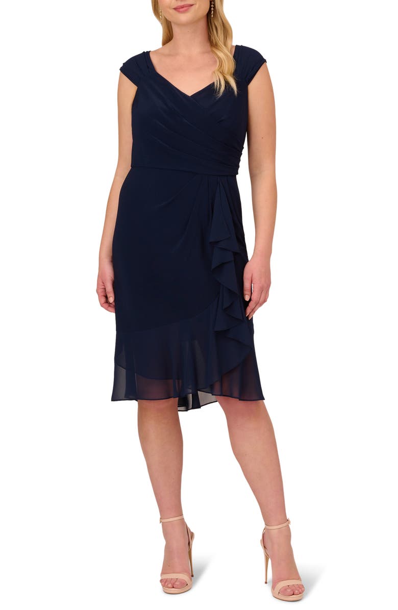 Adrianna Papell Chiffon Drape Dress, Alternate, color, 