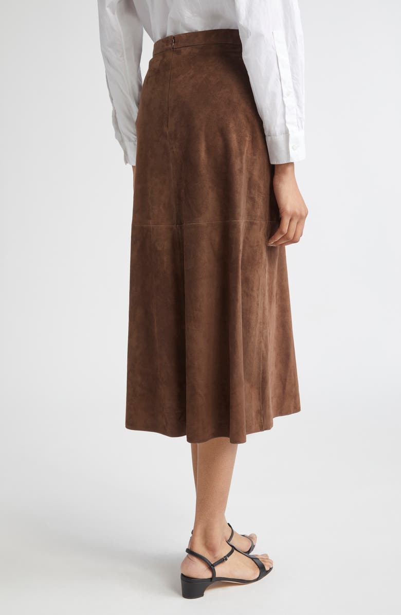 Max Mara Cipria Lambskin Suede Skirt, Alternate, color, Dark Brown