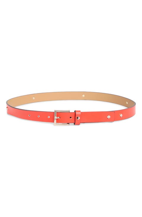 spade stud leather belt