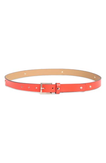 Kate Spade New York Spade Stud Leather Belt In Maraschino