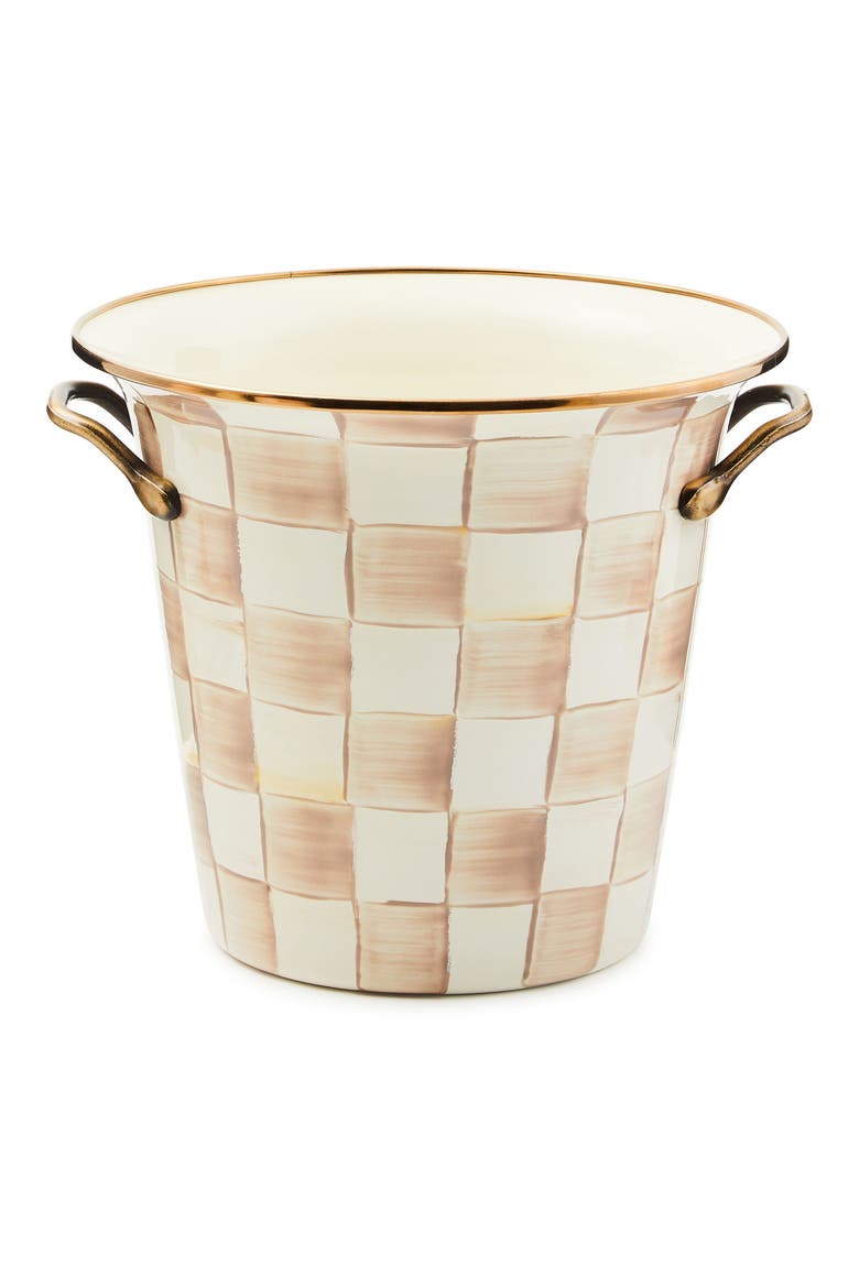 Mocha Check Enameled Steel Wine Cooler, Main, color, MOCHA