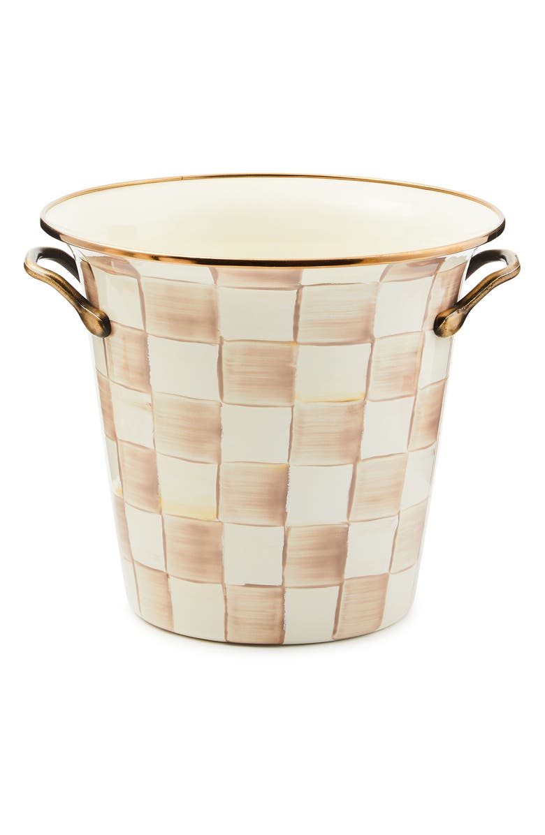 MACKENZIE CHILDS Mocha Check Enameled Steel Wine Cooler, Main, color, Mocha