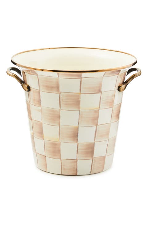 Mocha Check Enameled Steel Wine Cooler