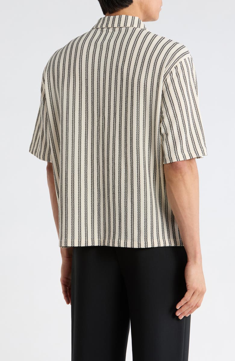 PacSun Kenan Stripe Button-Up Camp Shirt, Alternate, color, Cream