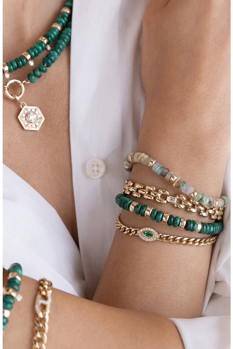 Malachite Beaded Bracelet, Alternate, color, 14K YELLOW GOLD