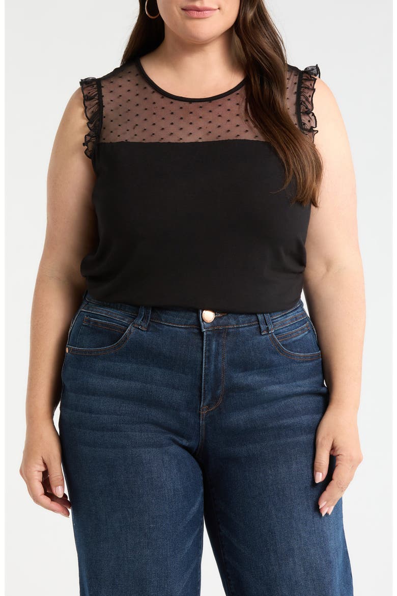 Mesh Dot Top, Main, color, BLACK