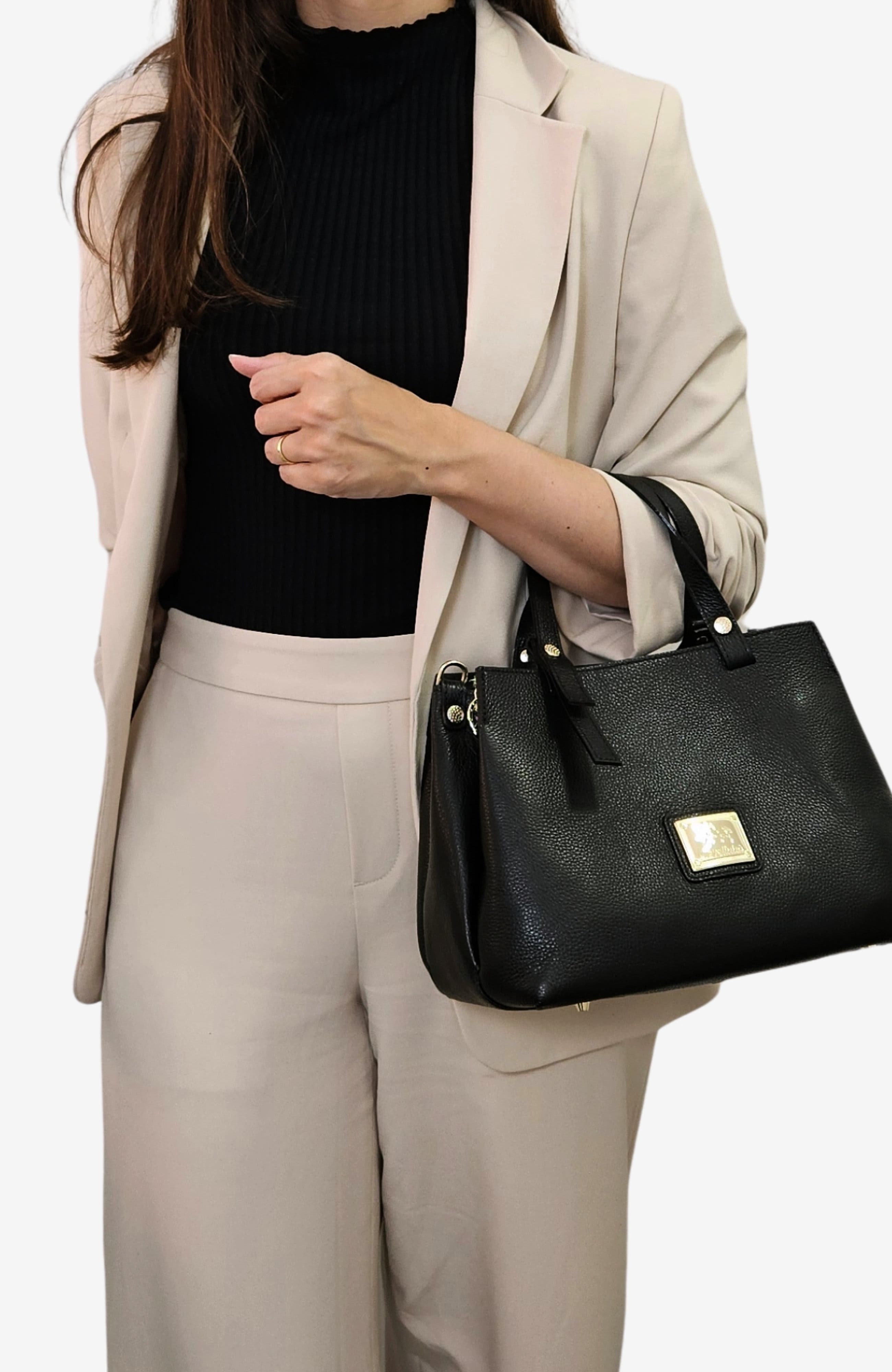 Muse 490 Pebbled Leather Handbag, Alternate, color, Black