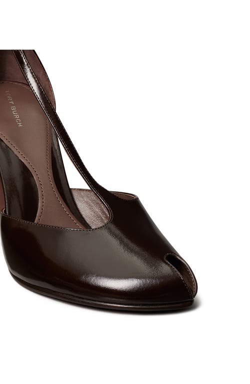 Tory Burch Peep-toe T-strap Heeled Sandal In Brown