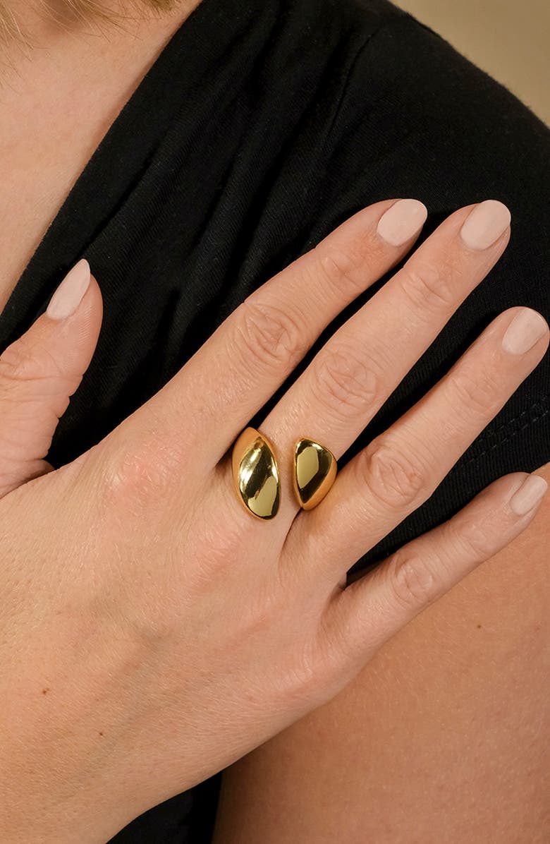 Sterling Forever Neri Polished Bypass Ring, Alternate, color, Gold