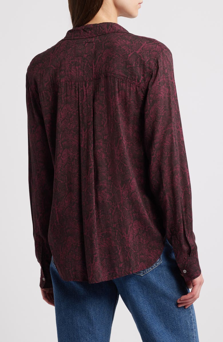 Rails Josephine Snakeskin Print Button-Up Shirt, Alternate, color, Merlot Python