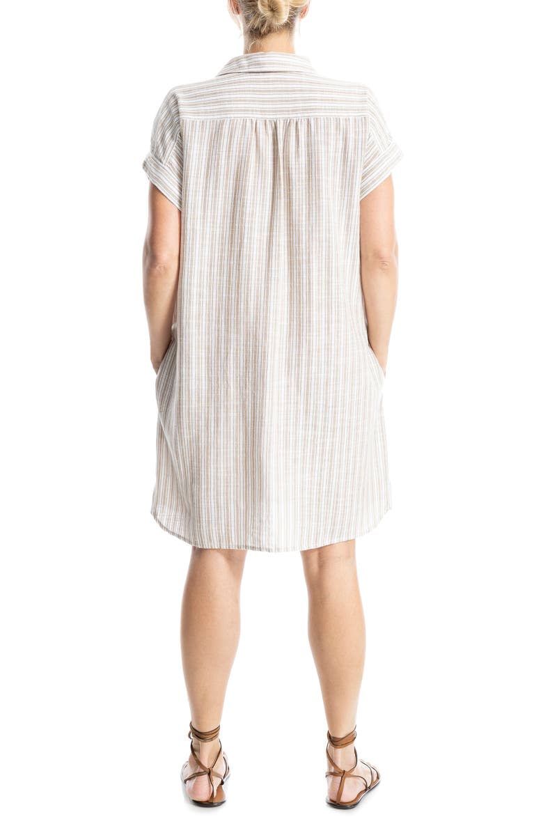 MAX STUDIO Collared Pinstripe Dress, Alternate, color, Off White/ Beige Stripe