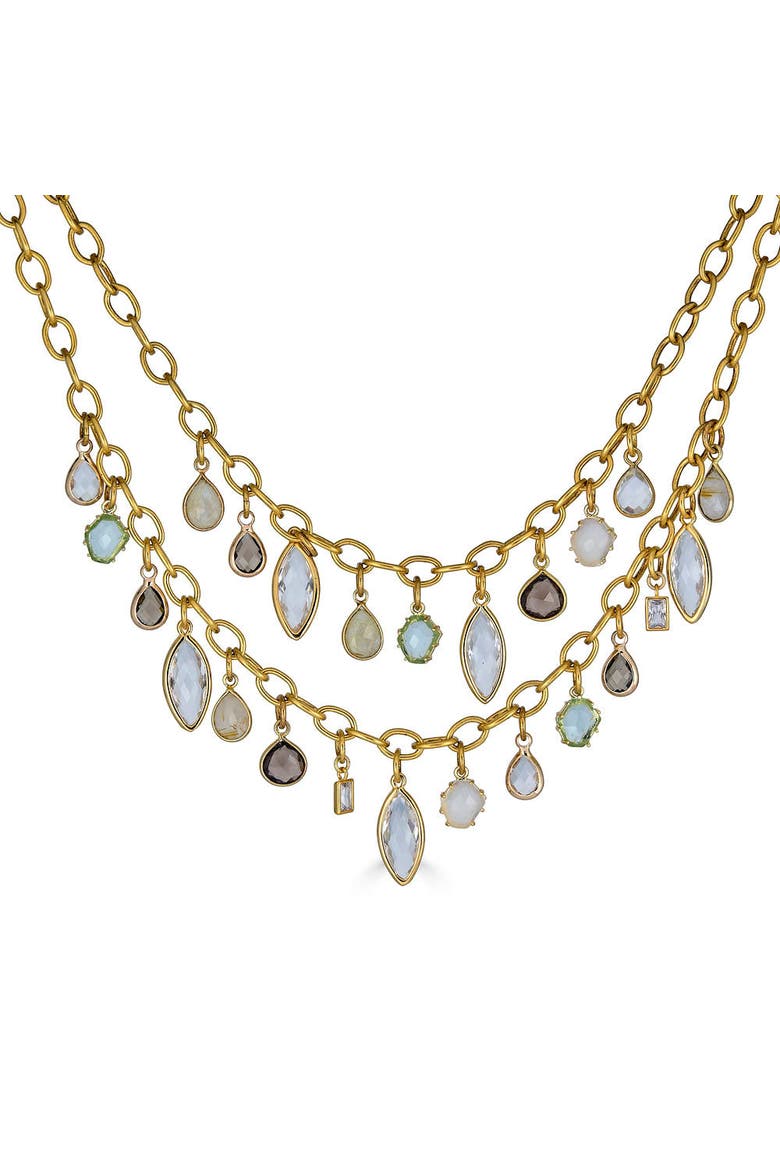 Layered Gemstone Charm Necklace, Alternate, color, Gold