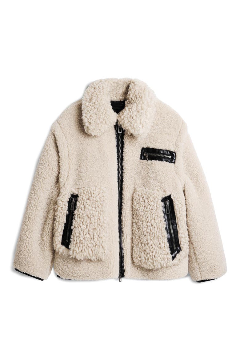 Faux Shearling Bomber Jacket, Main, color, BEIGE