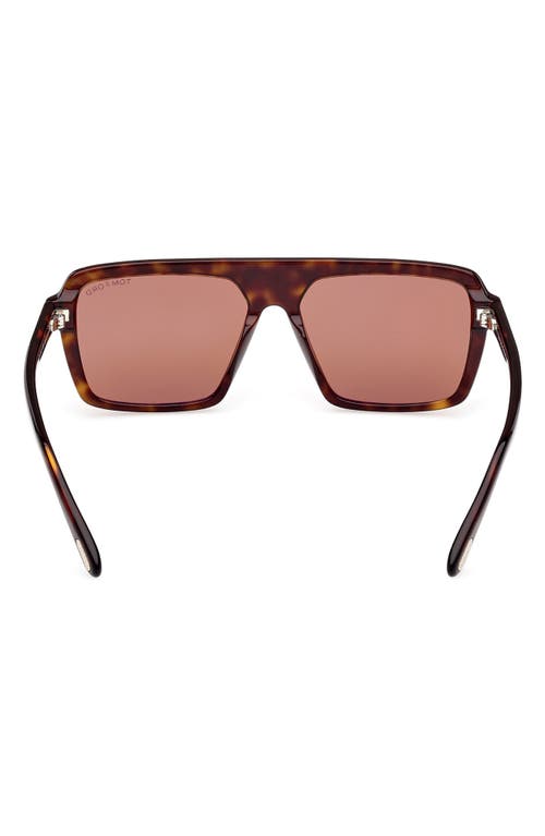 Tom Ford Square Sunglasses In Dark Havana Eco/t Logo