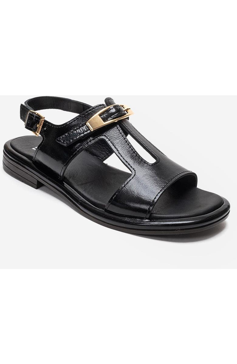 Forever & Always Shoes Auren Leather Buckle Sandal, Alternate, color, Black