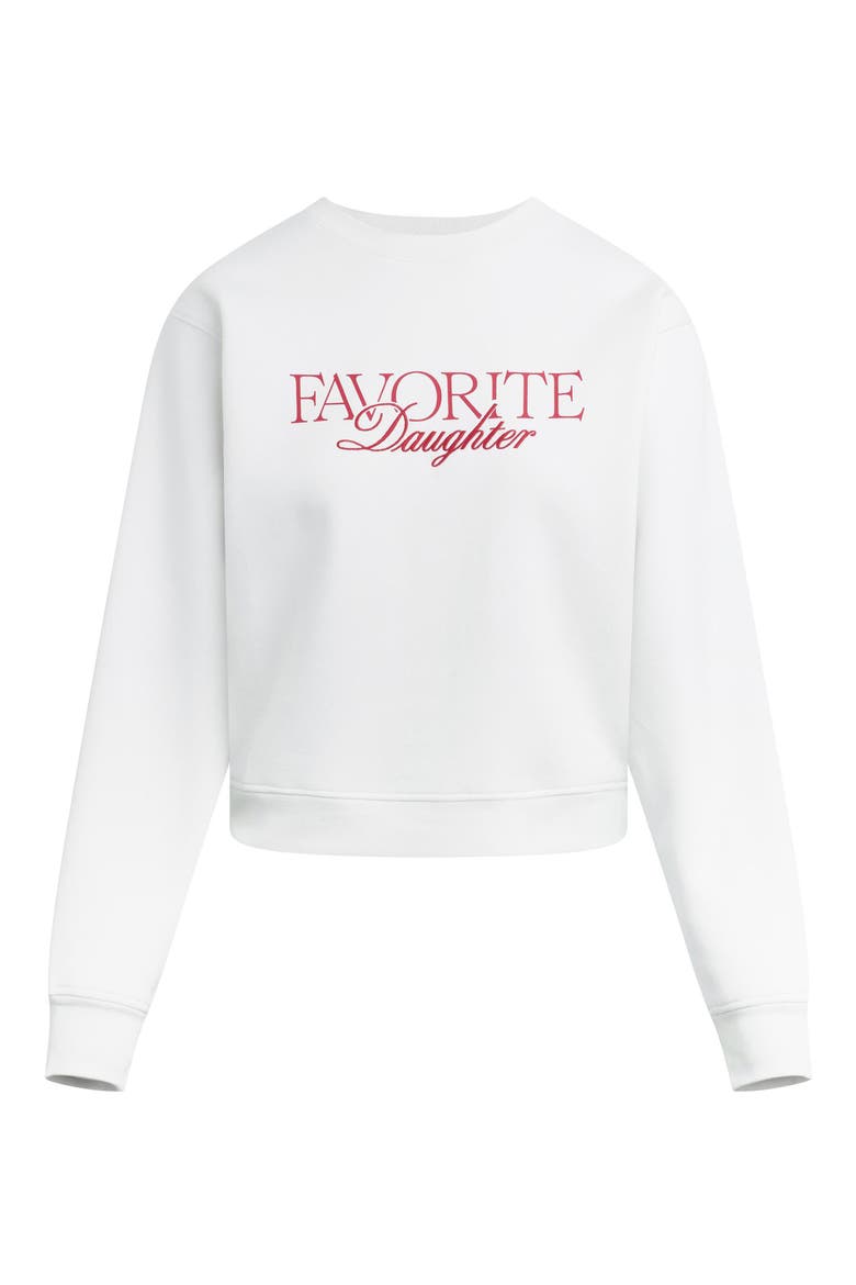 The Ritzy Embroidered Cotton Blend Crop Sweatshirt, Alternate, color, SUGAR/ TRUE RED