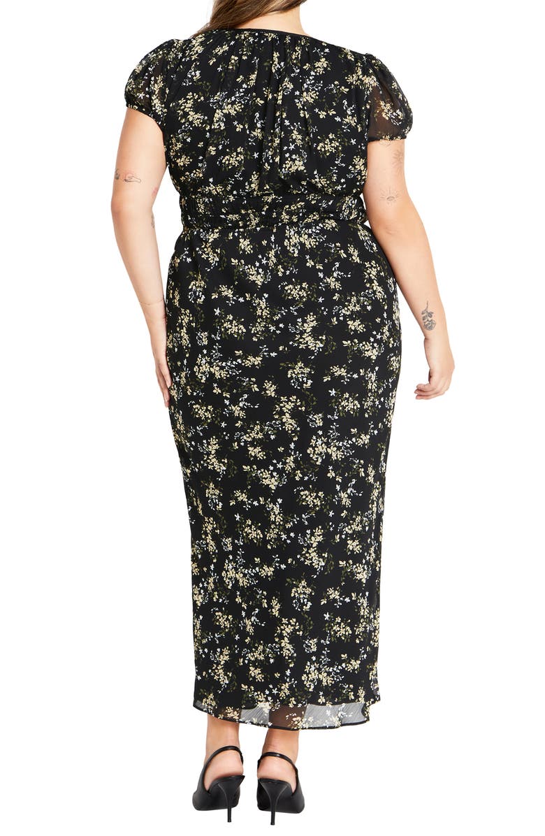 City Chic Cara Floral Tie Detail Maxi Dress, Alternate, color, 