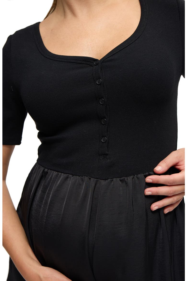 Mix Media Maternity  Jumpsuit, Alternate, color, Black
