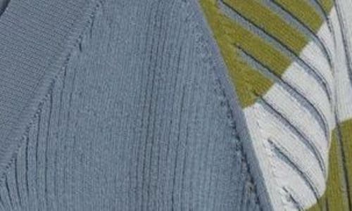 Kiko Kostadinov Inex Cardigan In Dusty Blue/ivory/moss