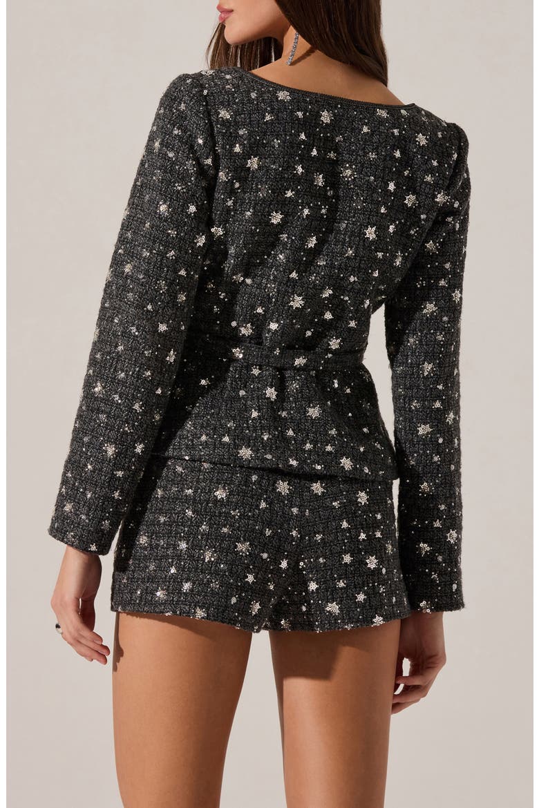 Carolyn Sequin Tweed Jacket, Alternate, color, CHARCOAL