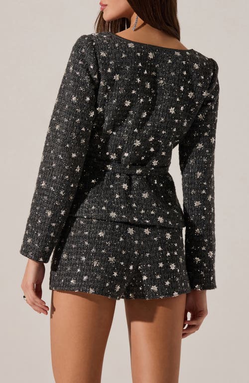 Astr The Label Carolyn Sequin Tweed Jacket In Black