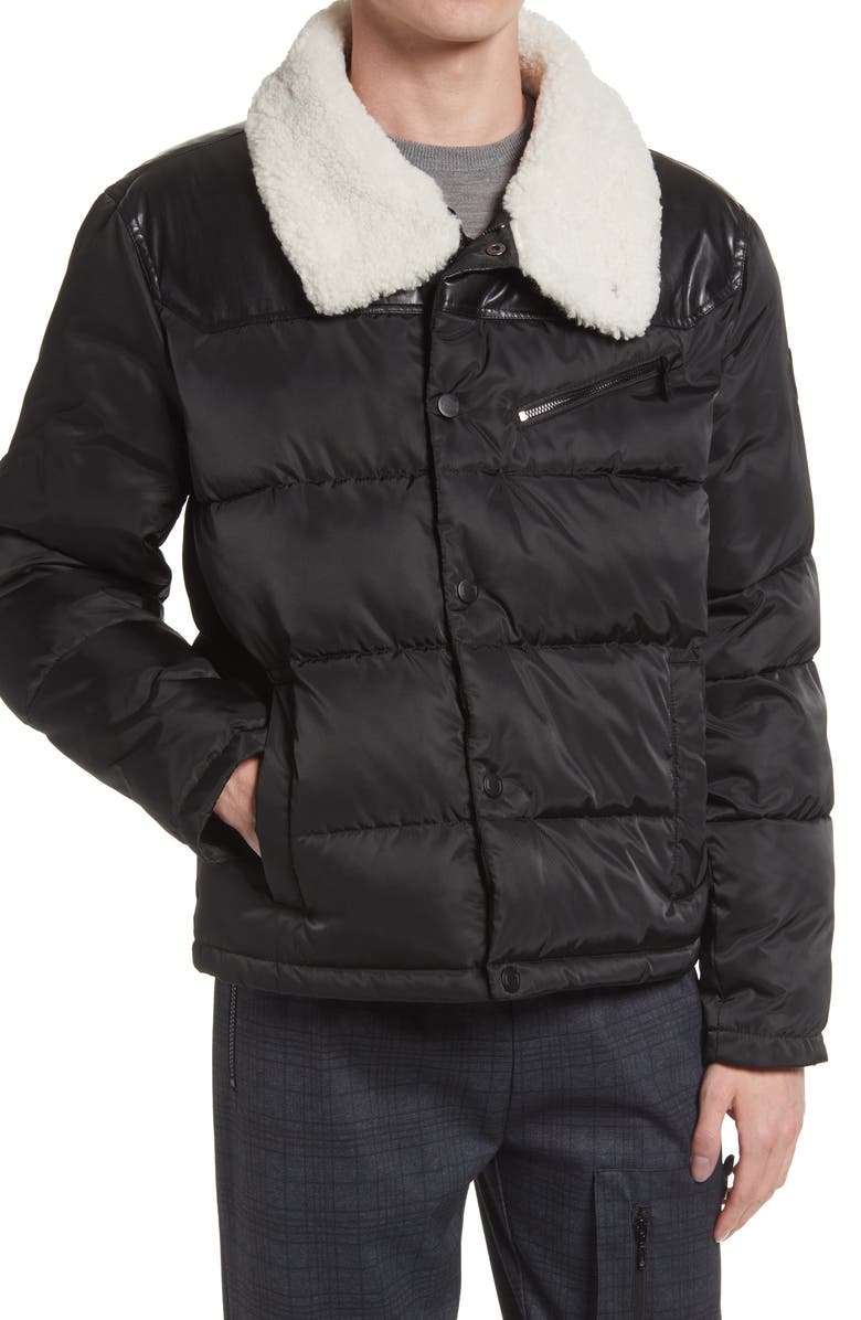 Noize Vroni Mixed Media Puffer Jacket, Alternate, color, 