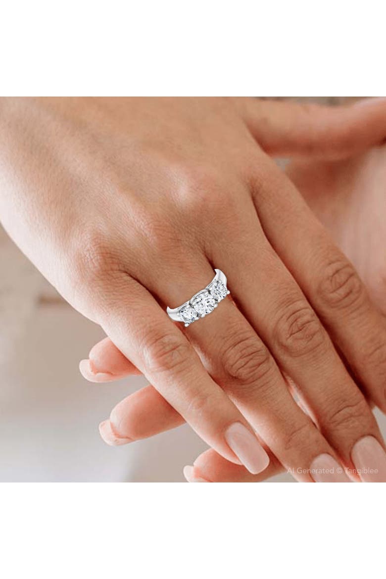 2ct Three Stone Lab Grown Diamond Engagement Ring 14K Gold, Alternate, color, 14k White Gold