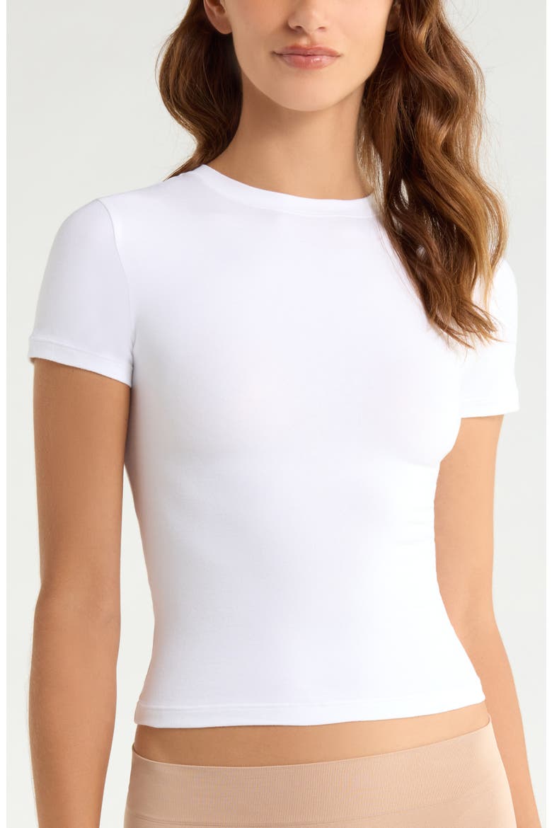 Sculpting Stretch Cotton Jersey T-Shirt, Main, color, WHITE