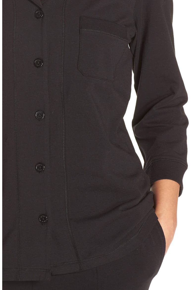 Stretch Pima Cotton Jersey Pajamas, Alternate, color, BLACK