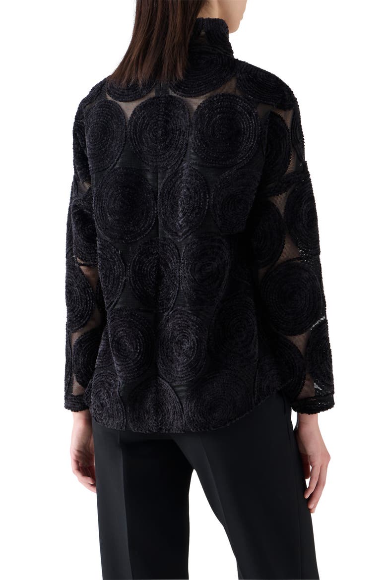 Chenille Dot Mesh Top, Alternate, color, BLACK
