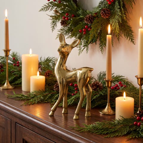Cast Aluminum Deer, Gold Finish