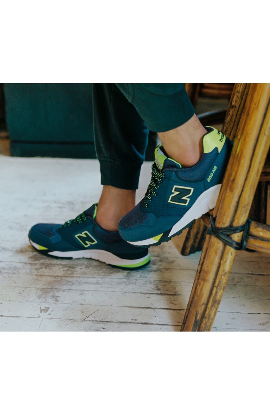 '850' Sneaker, Alternate, color, NAVY/ YELLOW