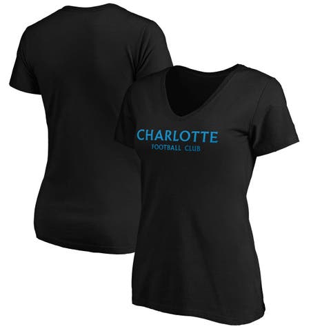 Women's Fanatics Branded Black Charlotte FC Wordmark V-Neck T-Shirt