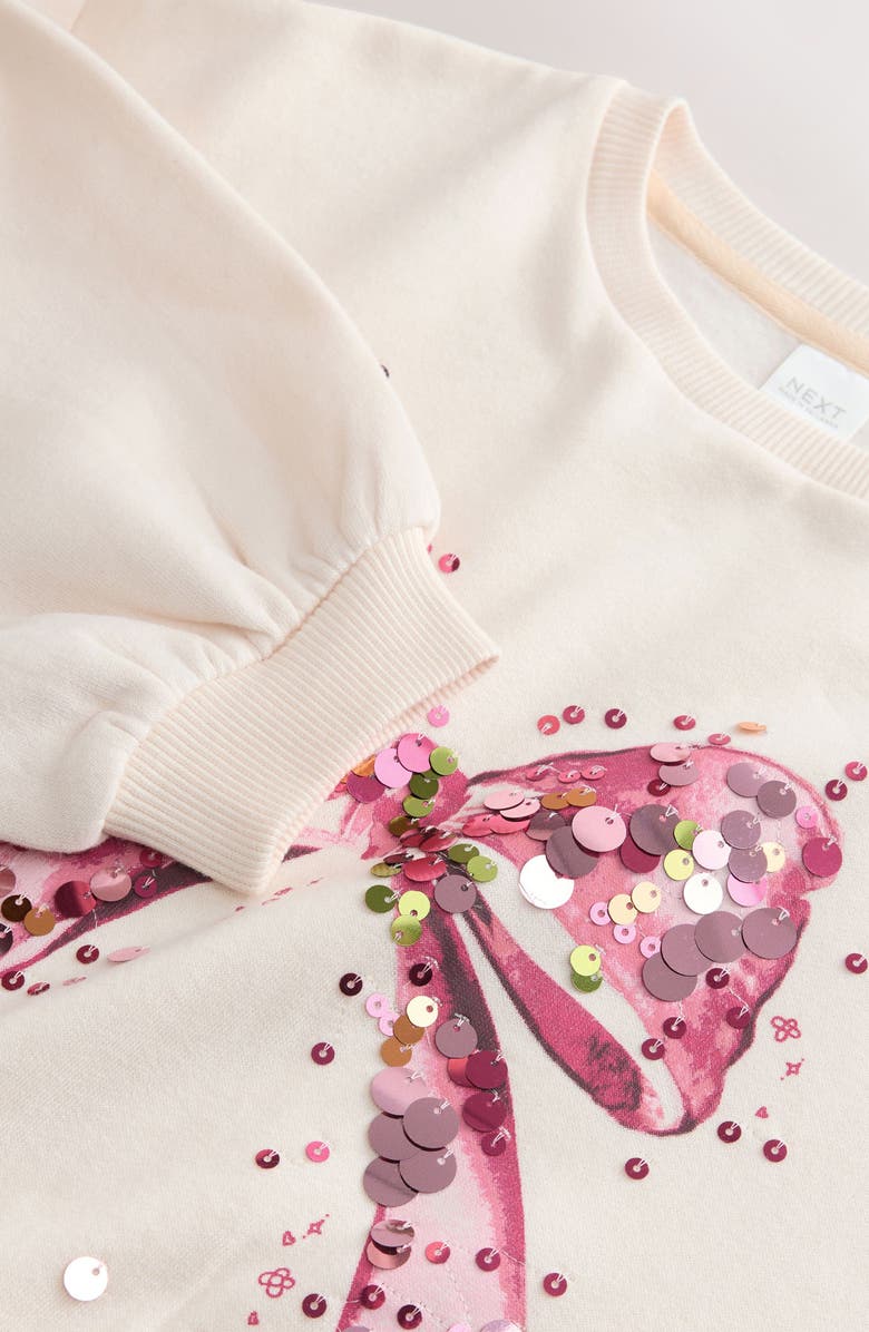 NEXT Kids
 Sequin Embellished Bow Graphic Sweatshirt, Alternate, color, Pink
