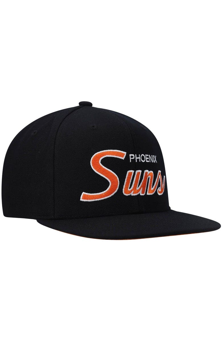 Mitchell & Ness Men's Mitchell & Ness Black Phoenix Suns Hardwood Classics Script 2.0 Snapback Hat, Alternate, color, Black