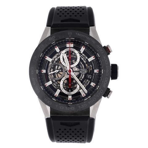Carrera Calibre Heuer 01 Skeleton Chronograph Automatic Watch Stainless Steel with PVD and Rubber 45