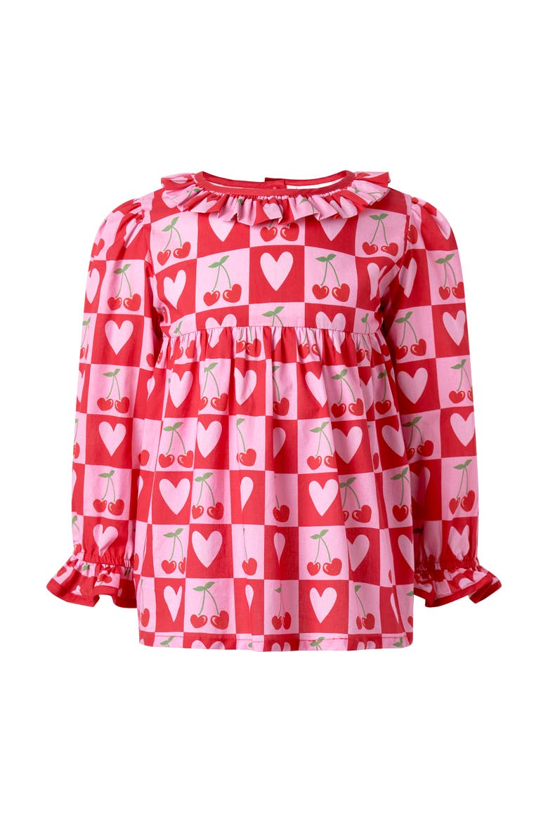 Cherry Heart Blouse & Leggings Set, Alternate, color, Pink