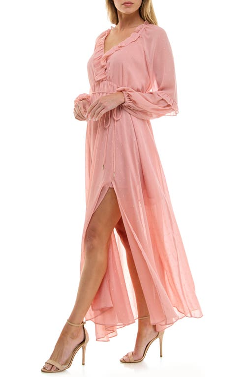 Socialite Metallic Floral Print Long Sleeve Maxi Dress