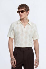 Twisted Tailor Otis Diamond Cotton Crochet Polo Shirt