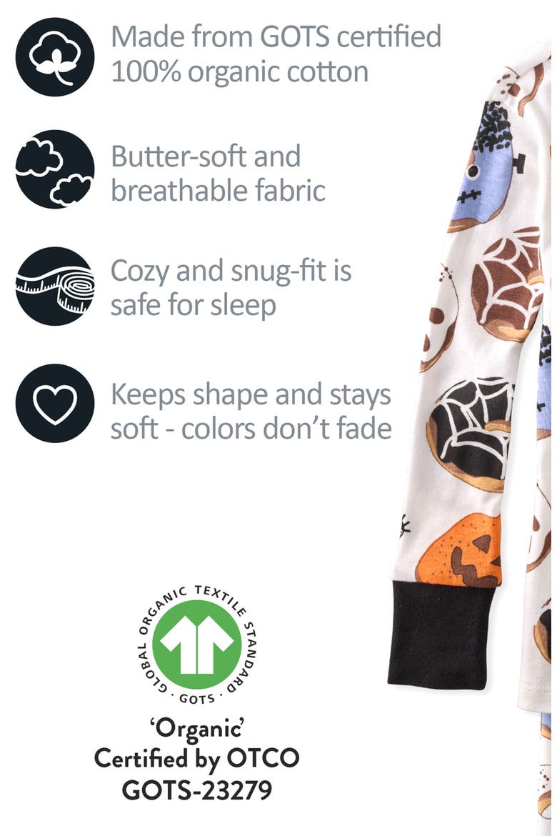 Kids' Zen Print Fitted Organic Cotton Two-Piece Pajamas, Alternate, color, SPOOKY SWEET
