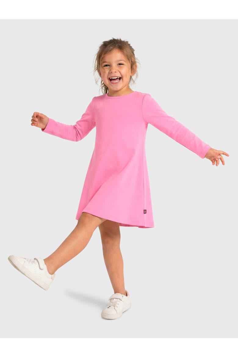 Baby Girl's Soft 100% Cotton Baby Rib Long Sleeve Dress, Main, color, Bubblegum