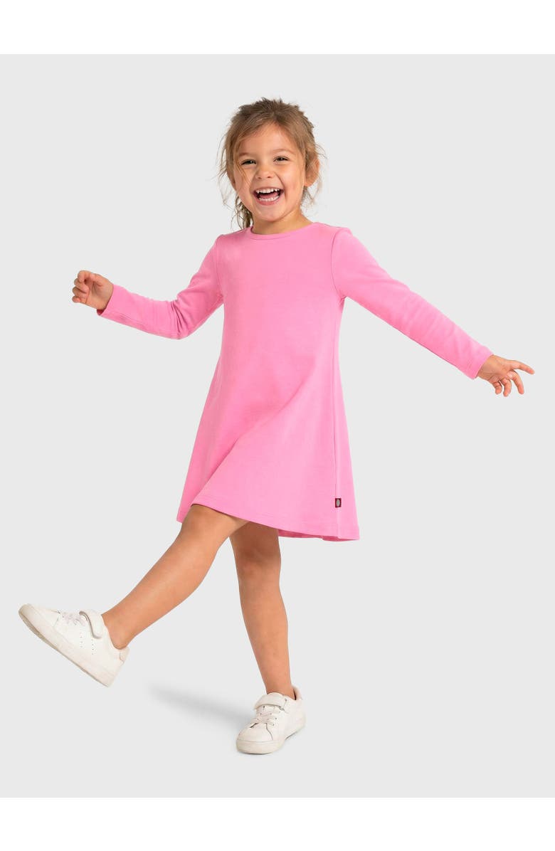 CITY THREADS Baby Girl's Soft 100% Cotton Baby Rib Long Sleeve Dress, Main, color, Bubblegum