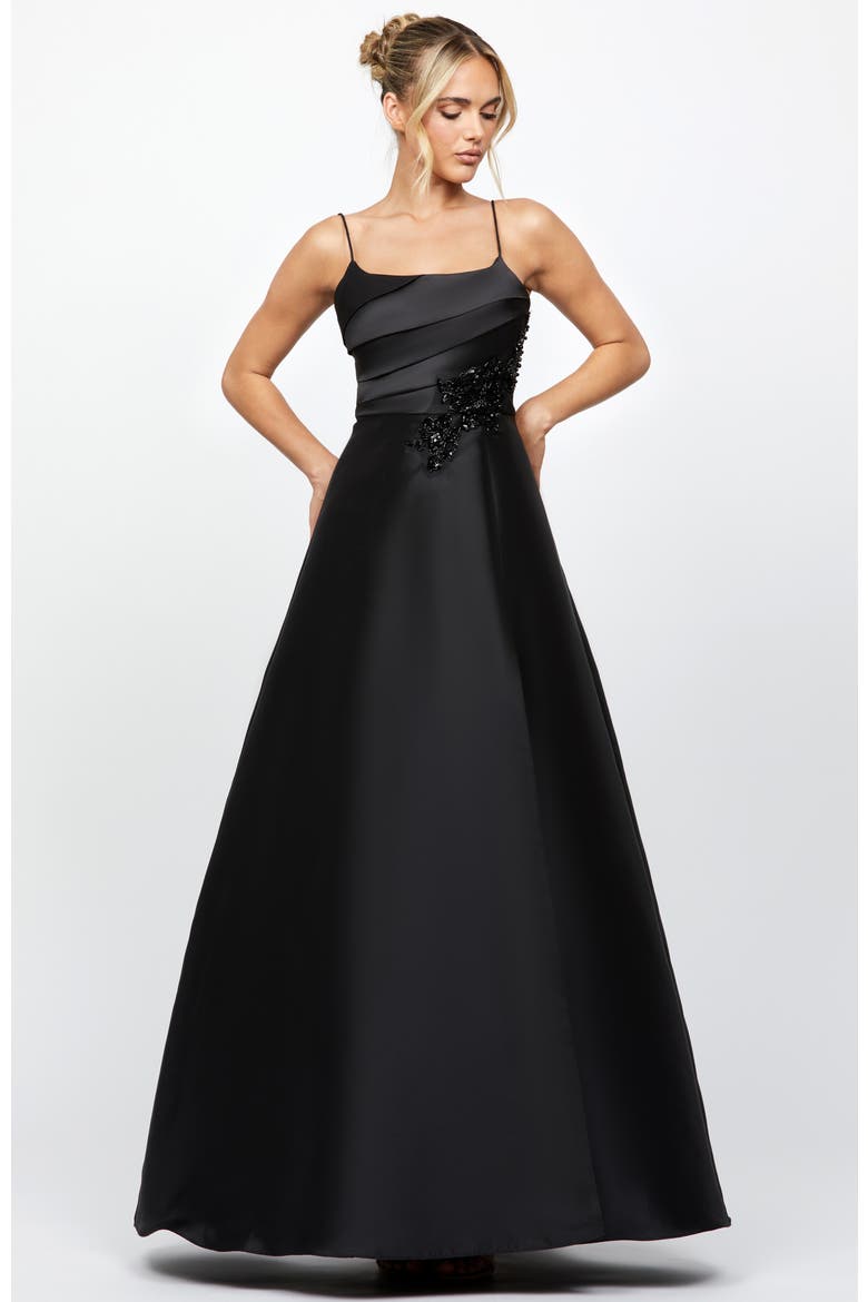 Florence A-Line Gown, Alternate, color, BLACK