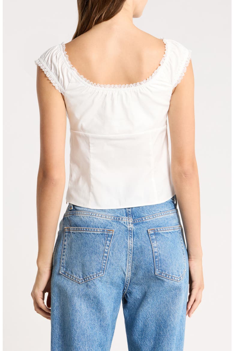 Amouret Lace Trim Square Neck Top, Alternate, color, WHITE