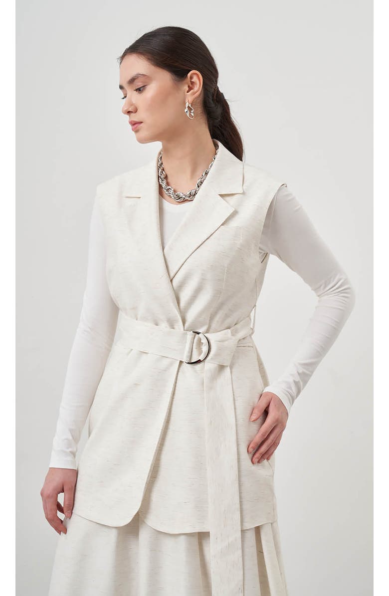 Mizalle Belted Vest, Alternate, color, Ecru
